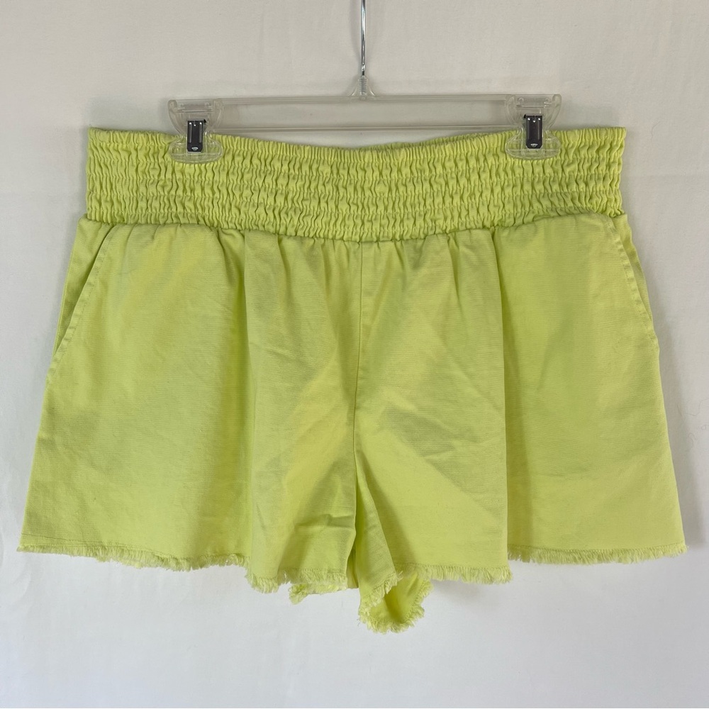 NWT Women's Wild Fable L Lime Green High-Rise Shorts Elastic Waist Side Pockets